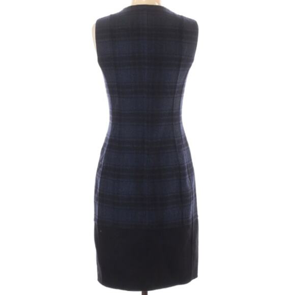Akris Plaid Wool Flannel sheath dress zip front Sz 4 - Picture 7 of 10